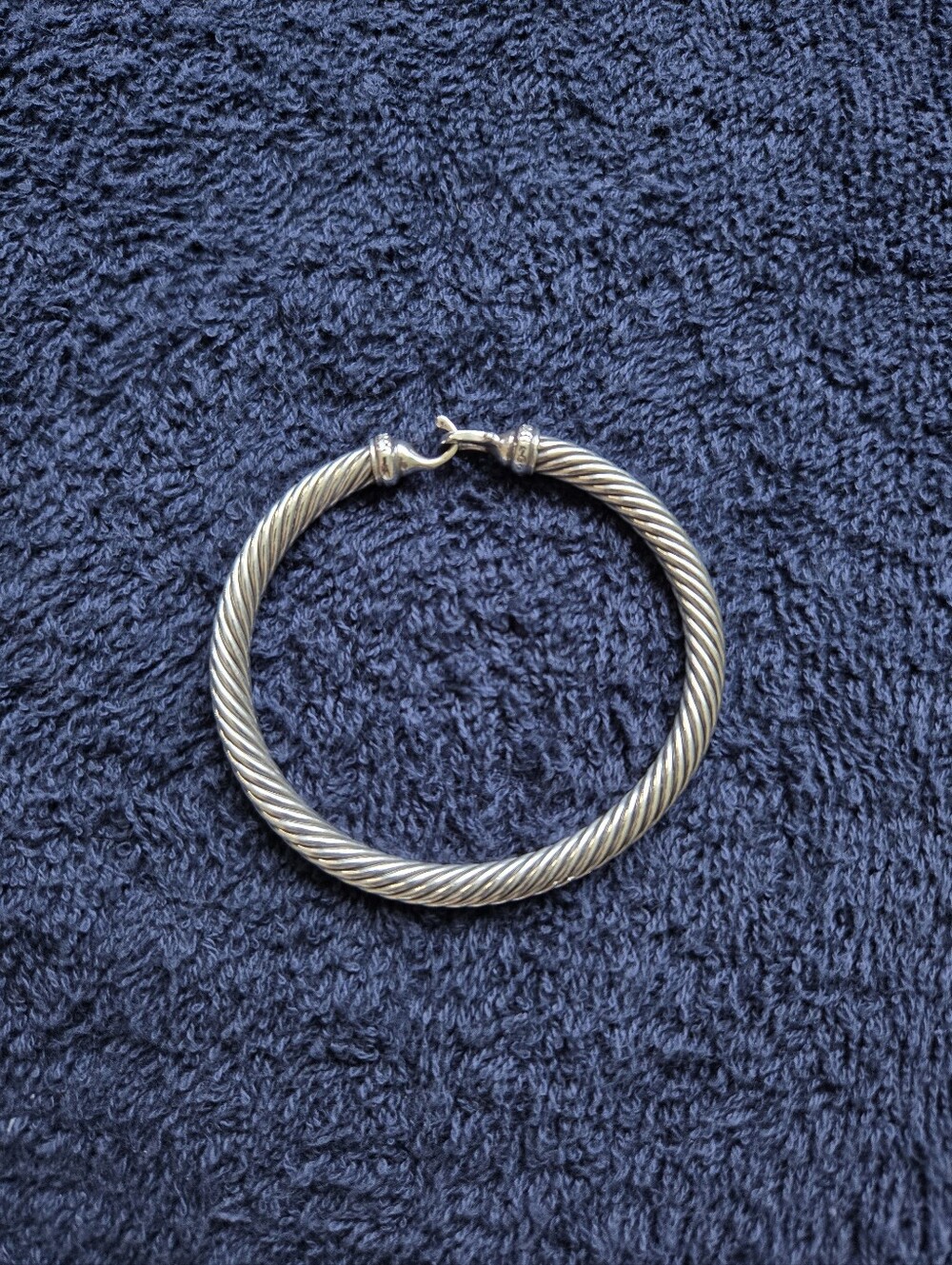 David Yurman Buckle Classic Cable Bracelet Sterling Silver with Diamonds, 5mm